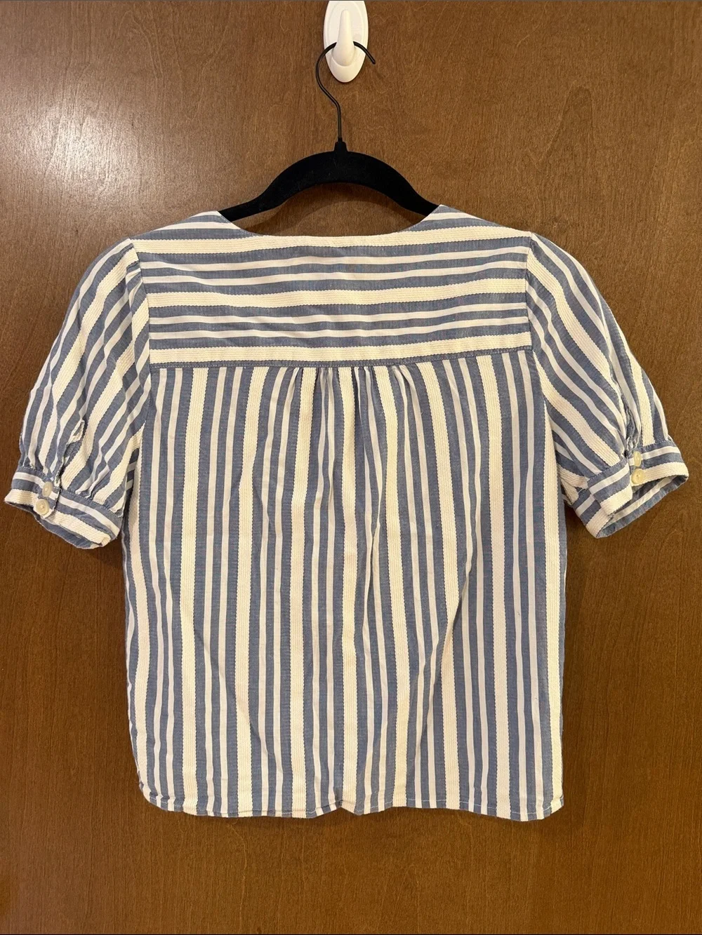 Madewell Blue & White Vertical Stripe Button-Down Blouse